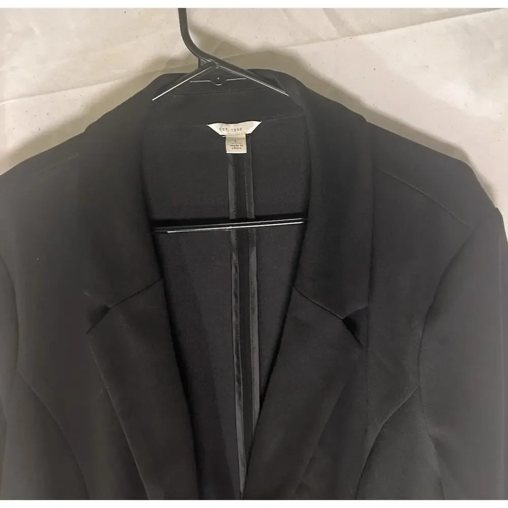 EST. 1946 Women’s Black Blazer Large‎ Ruched 3/4 Sleeve Stretch 1 Button